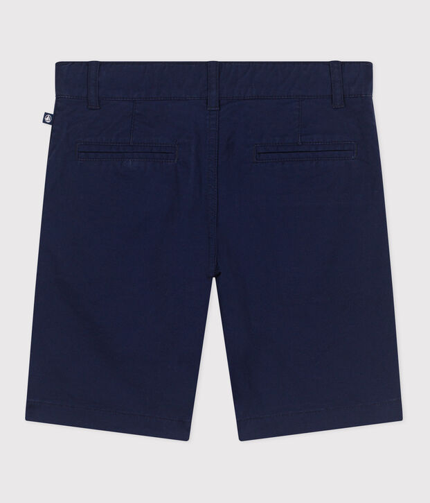 Bermuda short enfant en coton uni bleu fonc&eacute;