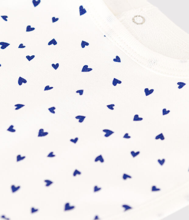 Bavoir unitaire en coton blanc/bleu