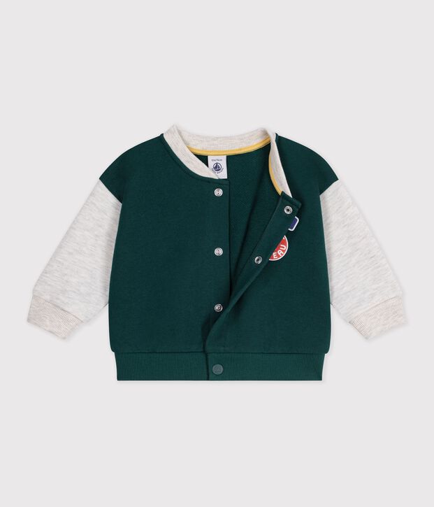 Teddy b&eacute;b&eacute; en coton bicolore vert/beige