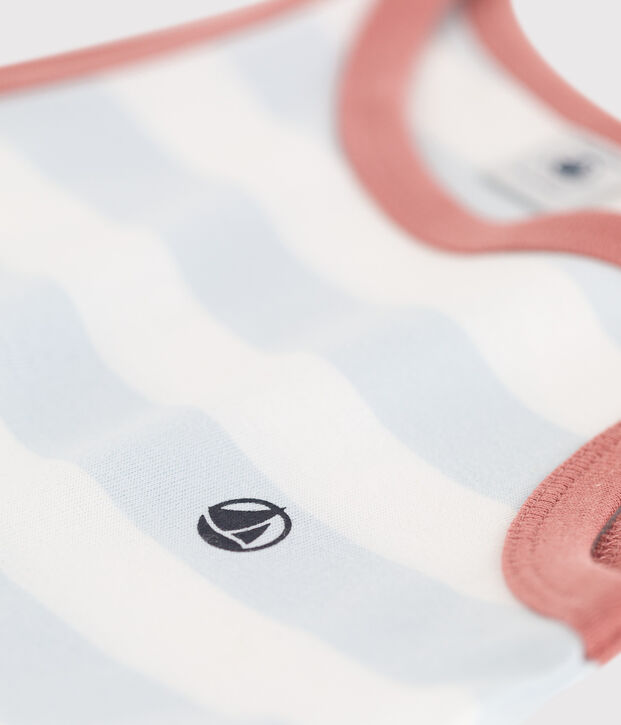 Robe ray&eacute;e sans manche en coton enfant fille bleu/blanc