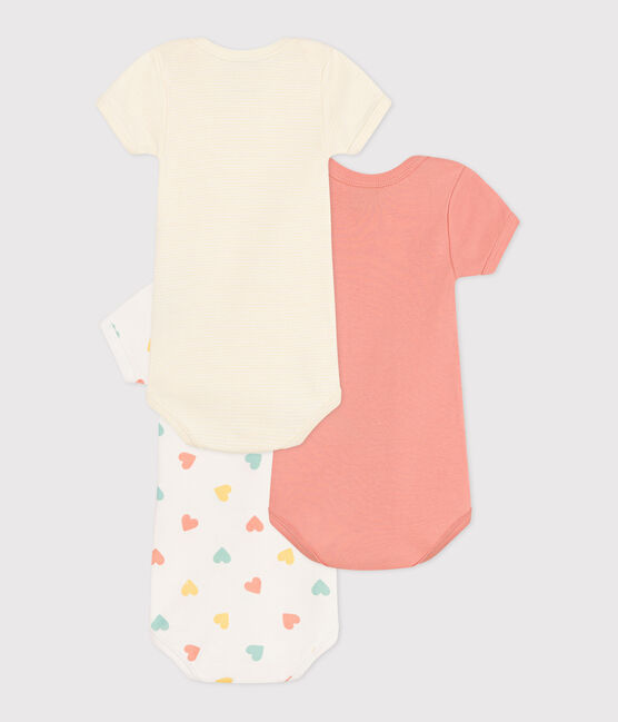 Lot de 3 bodies manches courtes en coton cœur bébés variante 1
