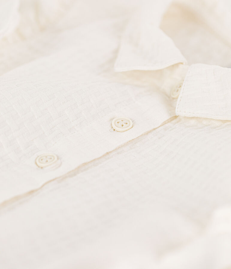 Robe sans manche en seersucker enfant fille blanc