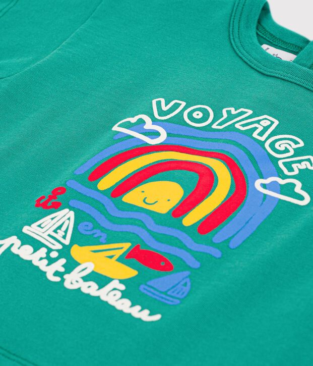 Tee-shirt b&eacute;b&eacute; en coton &agrave; manches courtes, motif mouette vert