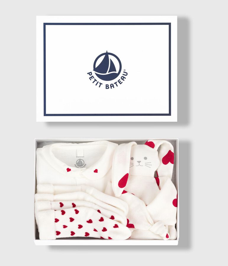 Ensemble cadeau naissance body, doudou et chaussettes en coton variante 1