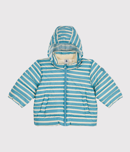 Doudoune rayée capuche rétractable bébé bleu AZUL/blanc AVALANCHE
