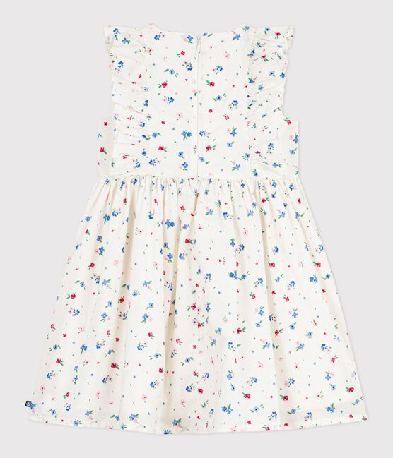Robe sans manches enfant en coton imprimée fleurs blanc MARSHMALLOW/blanc MULTICO