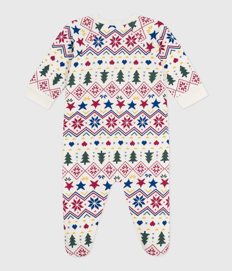 Pyjama zipp&eacute; b&eacute;b&eacute; en molleton gratt&eacute; imprim&eacute; No&euml;l &eacute;cru/multicouleur