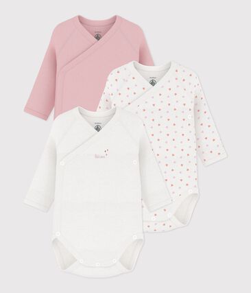 Lot de bodies croisés manches longues en coton imprimé bébé