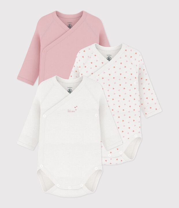Lot de bodies crois&eacute;s manches longues en coton imprim&eacute; b&eacute;b&eacute; multicouleur