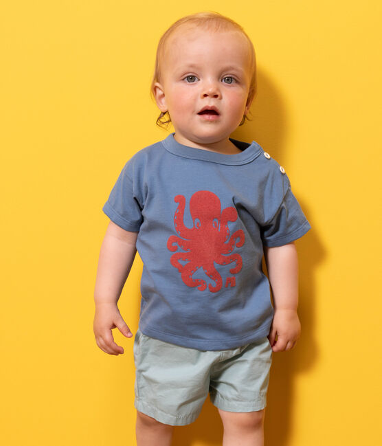Tee-shirt manches courtes bébé en jersey avec motif bleu LAVIS