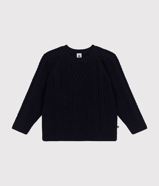 Pull irlandais en coton enfant fille / garçon bleu SMOKING