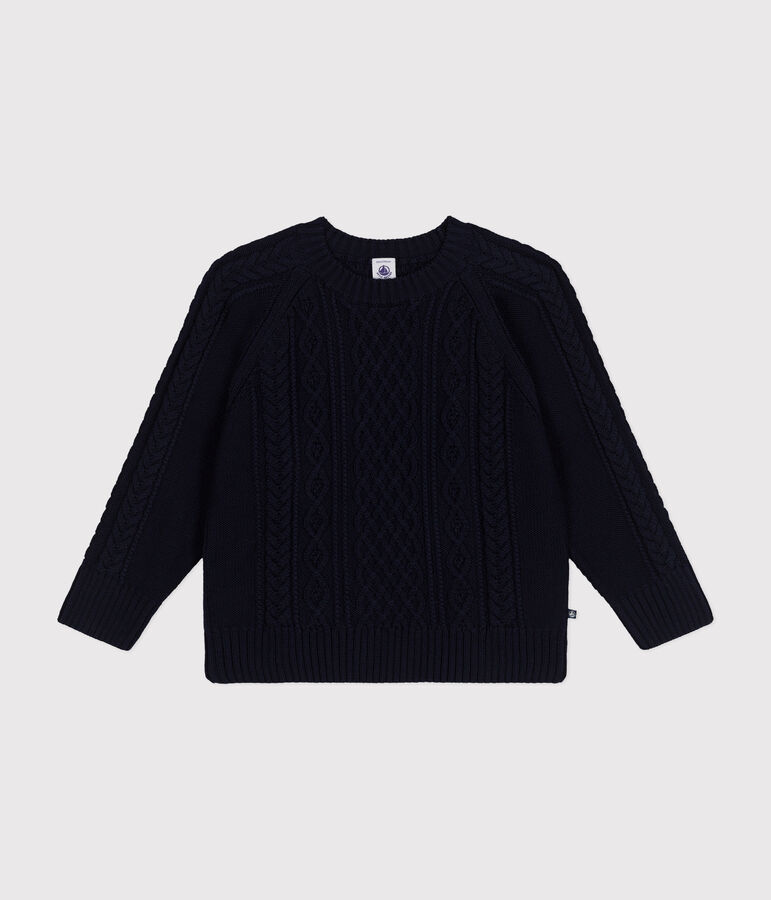 Pull irlandais en coton enfant fille / gar&ccedil;on bleu SMOKING