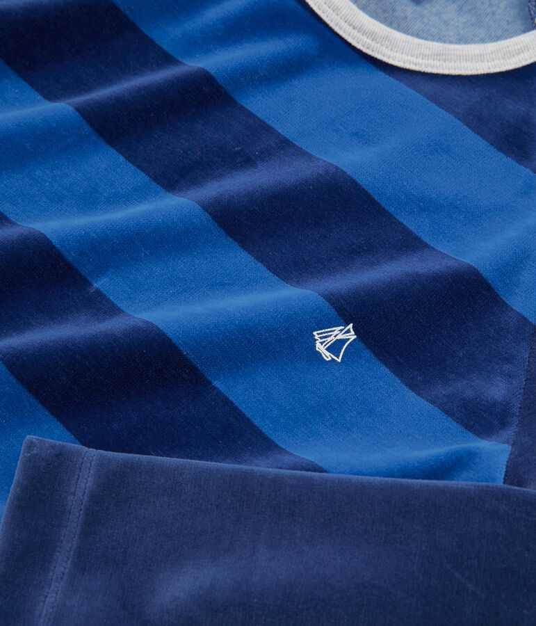 Pyjama gar&ccedil;on en velours bleu/bleu