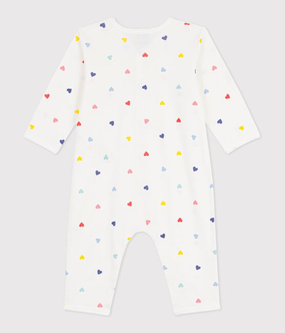 Pyjama bébé en coton sans pieds imprimé cœurs blanc MARSHMALLOW/blanc MULTICO