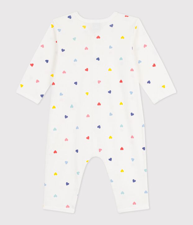 Pyjama b&eacute;b&eacute; en coton sans pieds imprim&eacute; c&oelig;urs blanc/multicouleur