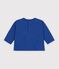 Tee-shirt b&eacute;b&eacute; en coton manches longues uni &agrave; motif bleu