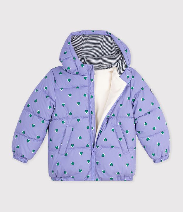 Doudoune enfant imprim&eacute;e c&oelig;urs violet/multicouleur
