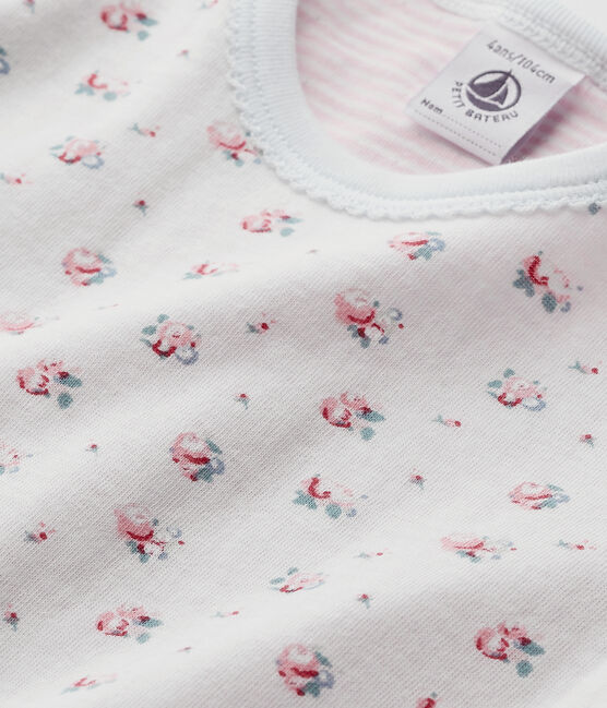 Pyjama fille imprimé petites fleurs bleu BOCAL/blanc MULTICO