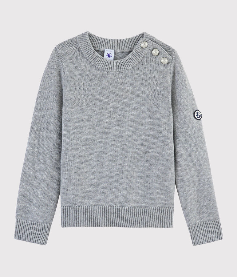 Pull en laine et coton enfant gris SUBWAY CHINE