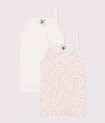 Lot de 2 débardeurs enfant en coton fleuris