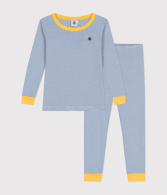Pyjama ajusté en coton rayé enfant bleu BEACH/ MARSHMALLOW