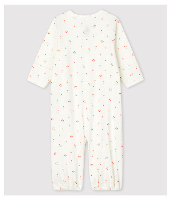 Combisac cerises bébé en coton biologique blanc MARSHMALLOW/blanc MULTICO