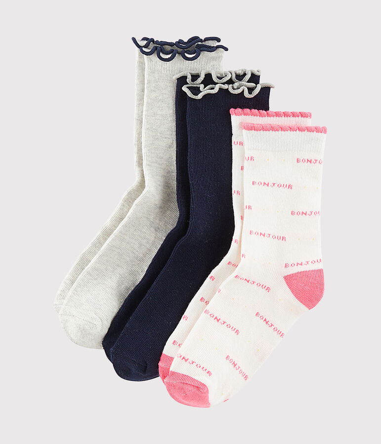 Lot de 3 paires de chaussettes enfant fille multicouleur