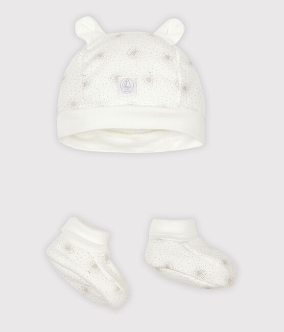Lot bonnet naissance et chaussons bébé en tubique variante 1