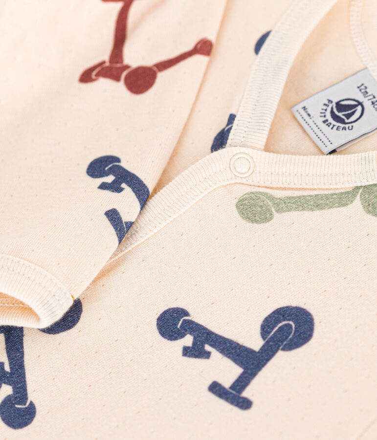 Pyjama imprim&eacute; en coton b&eacute;b&eacute; &eacute;cru/multicouleur