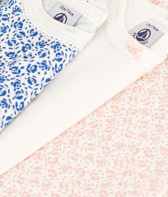 Lot de 3 bodies manches courtes fleurs en coton bébé variante 1