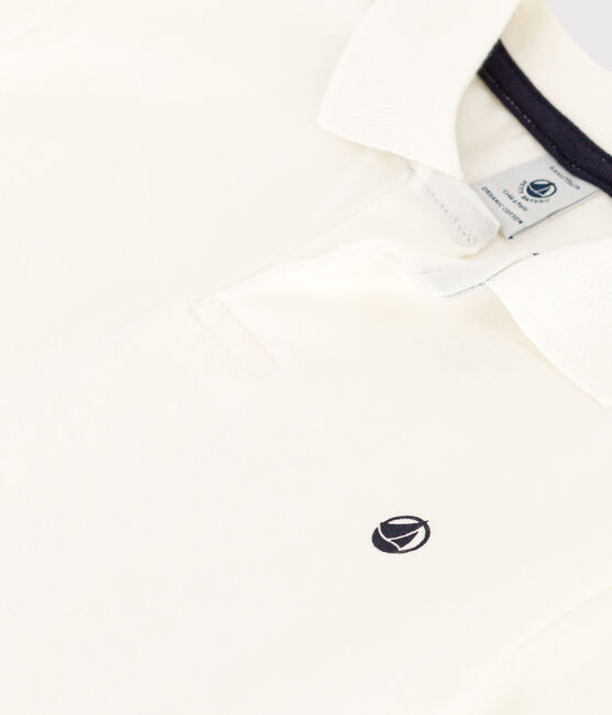 Polo manches courtes en coton  enfant garçon blanc MARSHMALLOW