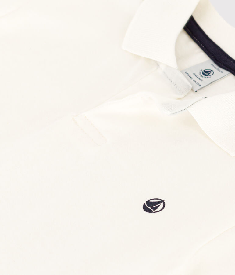 Polo manches courtes en coton  enfant gar&ccedil;on blanc MARSHMALLOW