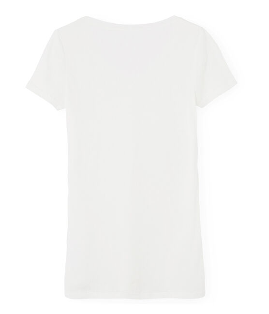 Tee-shirt manches femme courtes en coton léger blanc MARSHMALLOW
