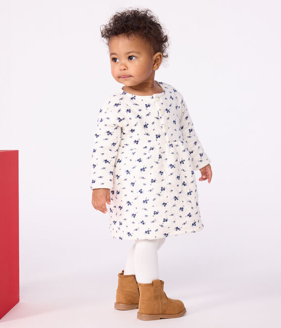 Robe bébé en coton manches longues imprimée fleurs bleu MILK/ SOIR