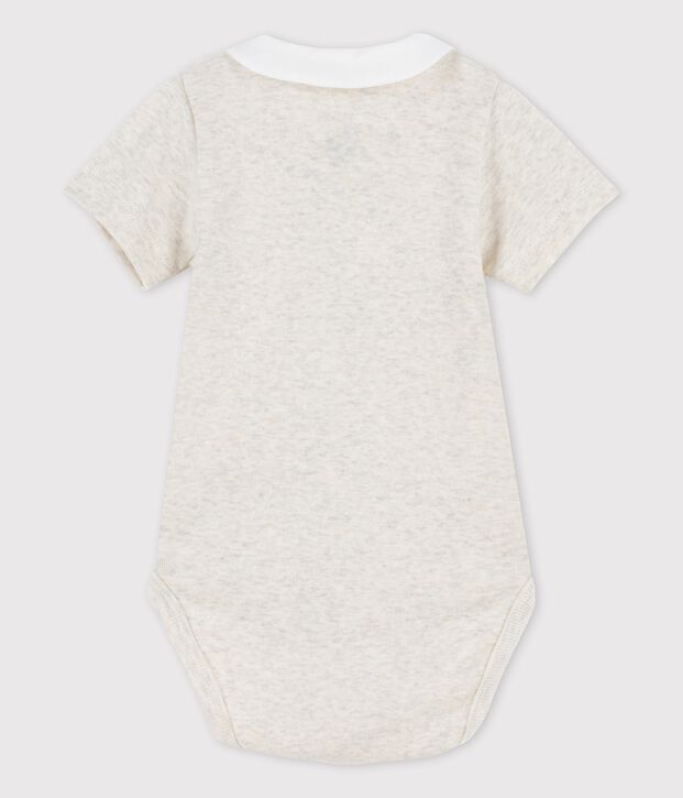 Body &agrave; col manches courtes en coton bio b&eacute;b&eacute; beige