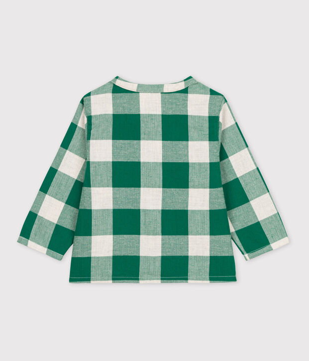 Chemise manches longues b&eacute;b&eacute; &agrave; carreaux en flanelle MATCHA/&eacute;cru