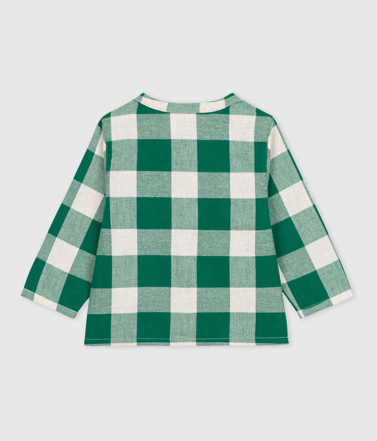Chemise manches longues b&eacute;b&eacute; &agrave; carreaux en flanelle MATCHA/&eacute;cru