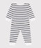 Pyjama bébé en coton ouverture sans pression cœur blanc MARSHMALLOW/bleu SMOKING