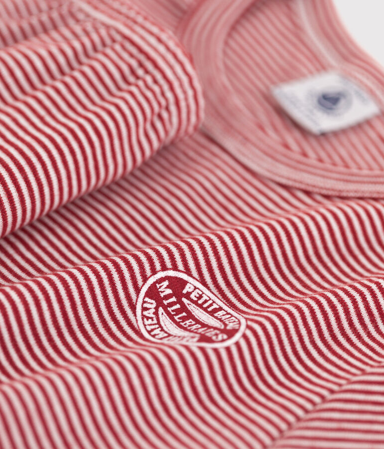 Pyjama manches courtes  milleraies en coton enfant STOP/ MARSHMALLOW