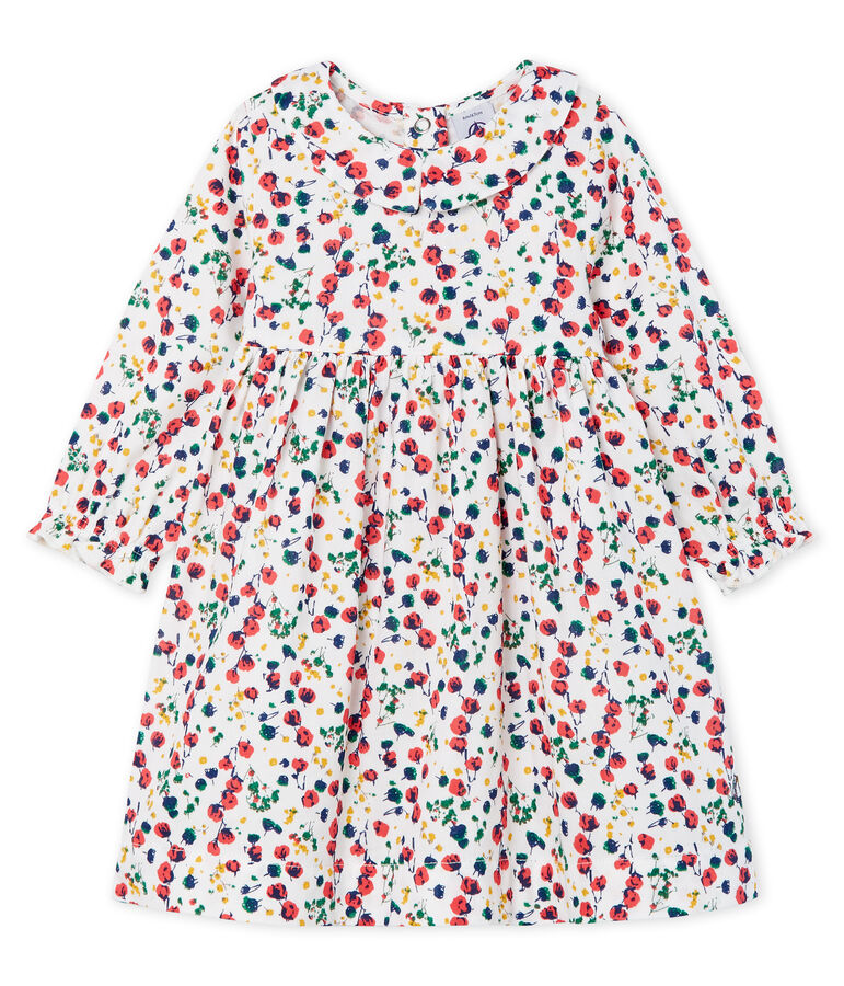 Robe manches longues b&eacute;b&eacute; fille imprim&eacute;e blanc/multicouleur