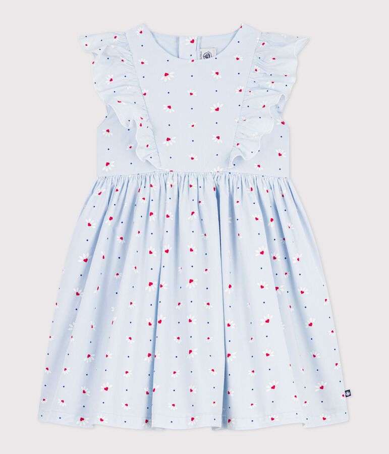 Robe enfant sans manche en coton bleu FRAICHEUR/blanc MULTICO
