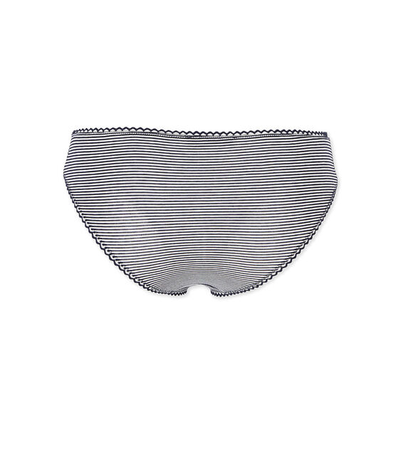 Culotte femme en jersey lycra seconde peau bleu ABYSSE/blanc LAIT