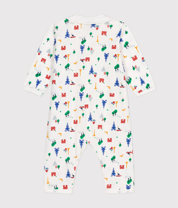 Pyjama sans pieds imprim&eacute; Paris en coton b&eacute;b&eacute; blanc/multicouleur