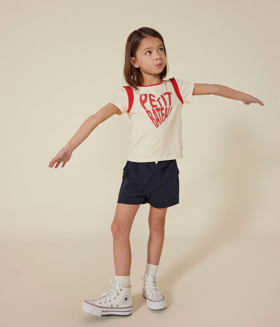 Short en coton enfant fille bleu SMOKING