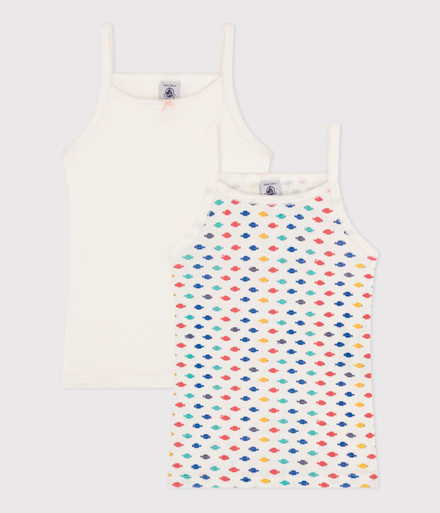 Lot de 2 chemises &agrave; bretelles animaux marins en coton petite fille multicouleur