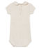 Body manches courtes col claudine brillant b&eacute;b&eacute; fille blanc/rose