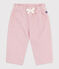 Pantalon bébé en velours uni et poche arrière brodée rose JOLI