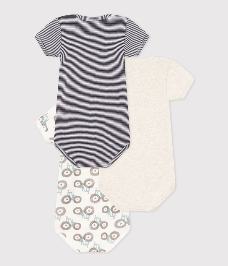 Lot de 3 bodies manches courtes tracteurs b&eacute;b&eacute; en coton multicouleur