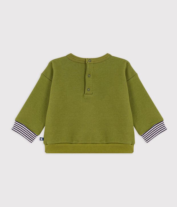 Sweatshirt b&eacute;b&eacute; en coton motif Petit Bateau vintage vert