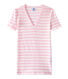 T-shirt femme col V en côte originale rayée